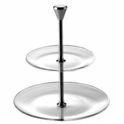 Platou cu 2 nivele prajituri din sticla temperata VIDIVIL colectia MOON 15-21xh23cm 