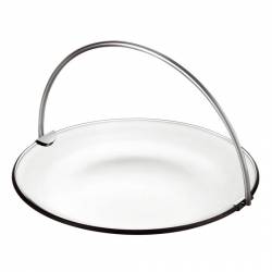 Platou din sticla temperata cu toarta metalica VIDIVIL colectia BANQUET 21xh13cm 