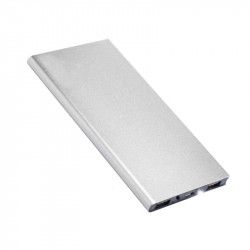 Power bank slim 20000mAh 2xUSB lanterna LED incarcare rapida argintiu 