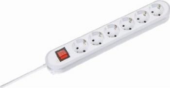Prelungitor cu intrerupator Bachmann 6 prize Schuko 3m Alb 