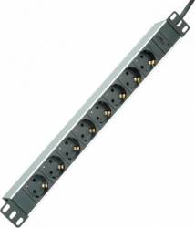 Prelungitor Roline pentru cabinet 19 inch PDU C14 la 8 prize Schuko 10A Aluminiu 2m 19.07.1622 