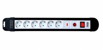 Prelungitor cu protectie 1.5 metri 6 prize schuko cu reset si switch cablu 3x1.5mm TED Electric 