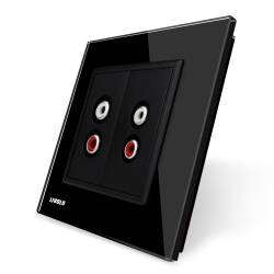 Priza dubla audio Livolo vvl-c792ad-12 cu rama din sticla Negru 