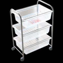 Raft cromat 3 nivele cu roti 28x67x15cm 