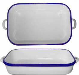 Roaster tava emailata dreptunghilara RAKI RETRO 32cm alb albastru 