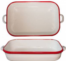 Roaster tava emailata dreptunghilara RAKI RETRO 32cm crem rosu