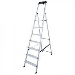 Scara dubla cu trepte pe o parte din aluminiu Krause Monto Safety 3.50 m inaltime lucru 7 trepte pliabila 