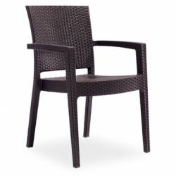Scaun cu brate PARIS RATTAN polipropilen fibra sticla culoare cafea 
