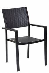 Scaun cu brate RAKI imitatie POLYWOOD culoare neagra 