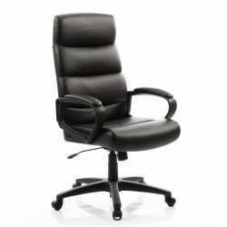 Scaun directorial RONDO Negru mecanism tilt brate fixe plastic tapitate PU QMOBILI 