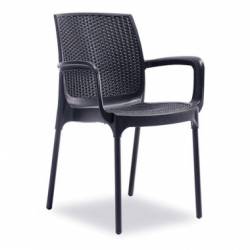 Scaun gradina terasa SUNSET RATTAN cu brate din polipropilen/fibra sticla culoare antracit 