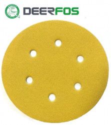 Set 100 buc DEERFOS CA331 GOLD diametru 150 mm 6 gauri granulatie 220 disc abraziv de slefuit prindere arici tip scai/velcro 