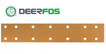 Set 100 buc DEERFOS CA331 GOLD dimensiuni 70x420 mm 14 gauri granulatie 220 fasii abrazive coli de slefuit prindere arici tip scai/velcro 