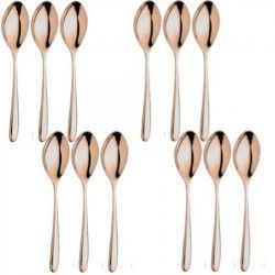 Set 12 linguri desert otel inoxidabil 18 10 INOXRIV NOVECENTO PINK GOLD 
