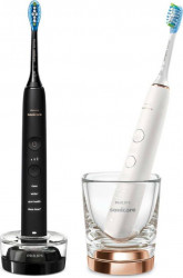 Set 2 Periute de dinti Philips DiamondClean 9000 HX991457 4 moduri 3 intensitati BrushSync Alb Negru