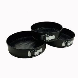 Set 3 forme pentru torturi si prajituri Otel carbon Margine detasabila Negru 