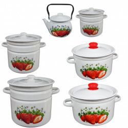 Set 5 oale KLUBNIKA emailate 4 5L 5 5L 7L 9L 12L cu ceainic emailat 2L 