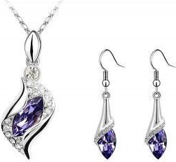 Set argint femei Teardrop Mov