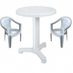Set balcon RAKI Vilhena masa 60 cm cu 2 scaune Carnaval culoare alba 