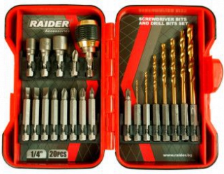 Set biti si burghie pentru surubelnita Raider 157797 diametru 1-6mm 20 piese 