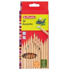Set de creioane color natur Herlitz 24 culori hexagonale certificat FSC wood 