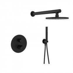 Set dus complet cu baterie incastrata para fixa rotunda negru mat Laveo 
