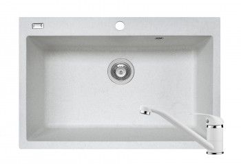 Set Pyramis chiuveta Square DUROTHEK si baterie 760x500mm adancime 200mm soft compozit alb 