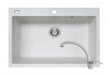 Set Pyramis chiuveta Square DUROTHEK si baterie Ossia 760x500mm adancime 200mm soft compozit alb 