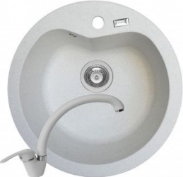 Set Pyramis Round DUROTHEK si baterie OSSIA dimensiune 510mm adancime 200mm soft compozit alb 