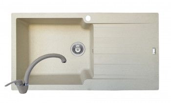 Set Pyramis SIERRA DUROTHEK si baterie OSSIA dimensiune 1000x500mm adancime 210mm cuva stanga soft compozit bej 