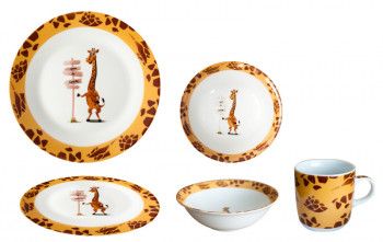 Set serviciu masa din portelan pentru copii GIRAFFE 
