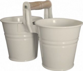 Set 2 galetuse metalice cu toarta lemn servire cartofi prajiti snacks FERONYA 10 bej 