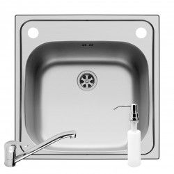 Set 3IN 1 Pyramis INSET baterie ASALIA si dozator detergent 500x500mm adancime 170mm finisaj inox lucios 