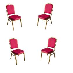 Set 4 scaune metalice culoare rosie pentru evenimente catering 45x51x93cm 