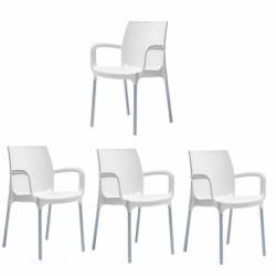 Set 4 scaune pentru curte SUNSET culoare alba 55x58x82cm 