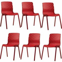Set 6 scaune bar ROYAL culoare rosie 52x50xh83cm polipropilen fibra sticla 