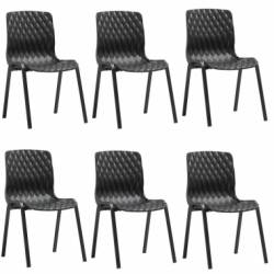 Set 6 scaune gradina terasa ROYAL culoare neagra 52x50xh83cm polipropilen fibra sticla 