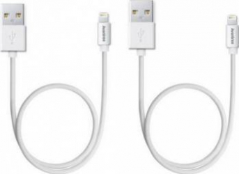 Set cablu de dateincarcare Avantree 2 x Lightning - USB MFI 35cm Alb