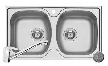 Set chiuveta inox Pyramis Ecoline ASPECT si baterie ASALIA 788x488mm adancime 140mm finisaj antizgariere
