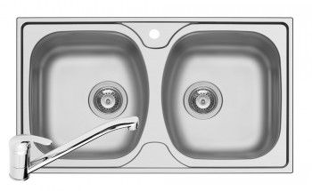 Set chiuveta inox Pyramis Ecoline ASPECT si baterie ASALIA 788x488mm adancime 140mm finisaj lucios