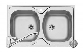 Set chiuveta Pyramis Ecoline CORE si baterie ASALIA 800x500mm adancime 140mm finisaj inox antizgariere 