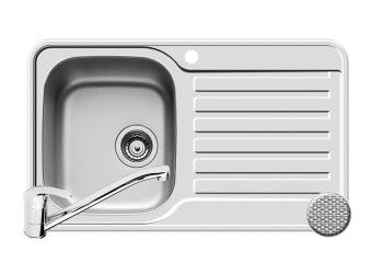 Set chiuveta Pyramis SPACE MINI si baterie ASALIA 800x480mm adancime 200mm cuva stanga inox antizgariere 