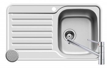 Set chiuveta Pyramis SPACE MINI si baterie TRONTO 800x480mm adancime 200mm cuva dreapta inox antizgariere 