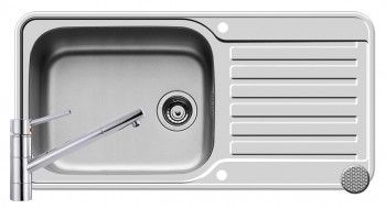 Set chiuveta Pyramis SPACE PLUS si baterie TRONTO 960x480mm adancime 200mm reversibila inox antizgariere 