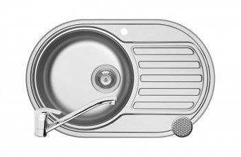 Set chiuveta Pyramis SR MINI si baterie ASALIA 765x480mm adancime 150mm cuva stanga inox antizgariere 