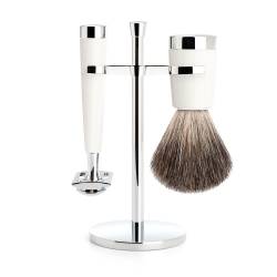 Set de barbierit cu aparat de ras clasic si pamatuf din par de bursuc cu maner de rasina S81M147SR 