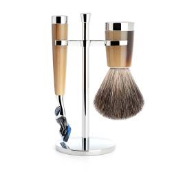 Set de barbierit cu aparat de ras Fusion si pamatuf din par de bursuc cu maner de rasina S81M142F 