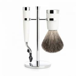 Set de barbierit Muehle cu aparat de ras Mach3 si pamatuf din par de bursuc cu maner de rasina S181M147M3 