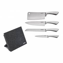 Set de cutite inox pentru bucatarie 5 piese cu suport magnetic 
