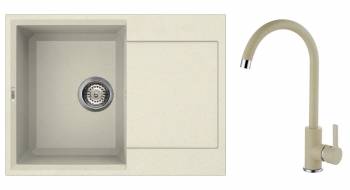Set Elleci chiuveta Easy 135 680x500x210 mm + Baterie C01 cartus ceramic Bianco Antico 